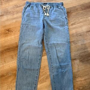 J. Crew Womans Relaxed Light Blue Jeans with Drawstring